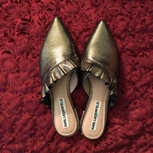 NIB Karl Lagerfeld Farrah Bronze Slides